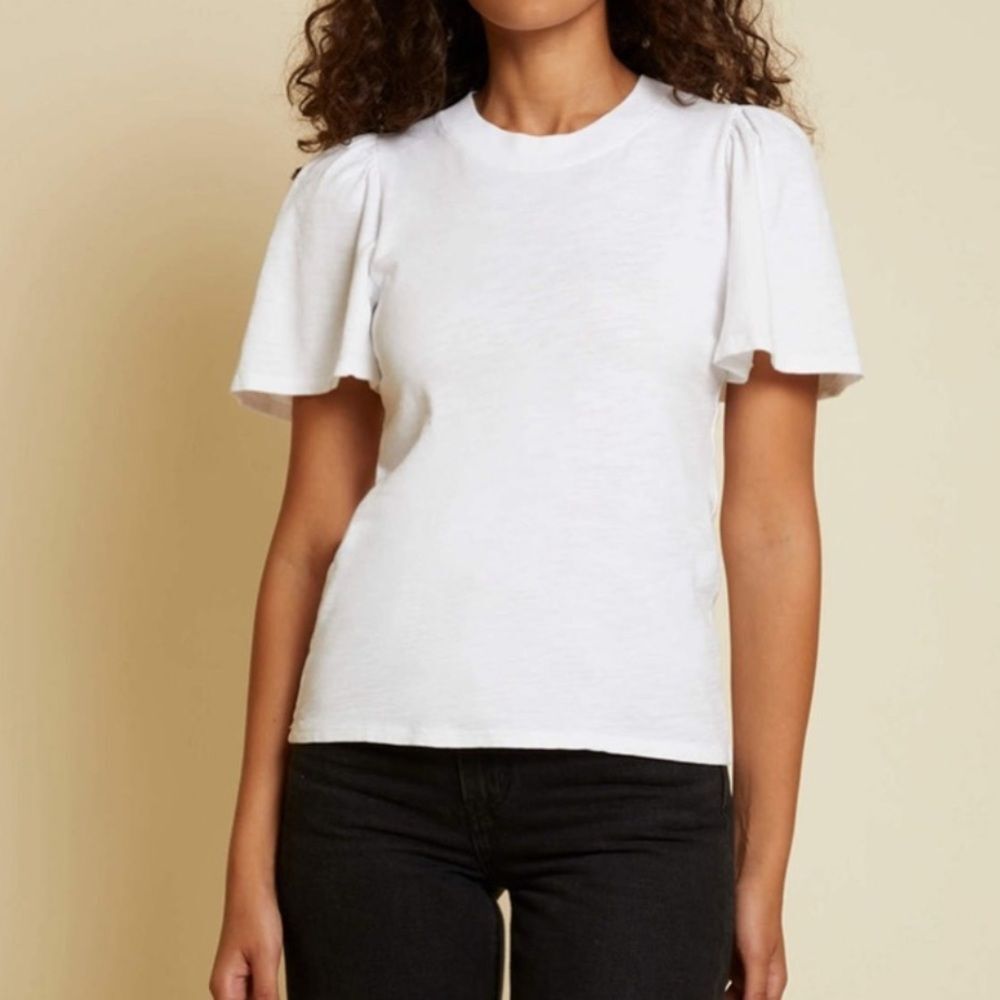 Nation LTD White Puff Sleeve Short Sleeve Tee - Picture 2 of 5